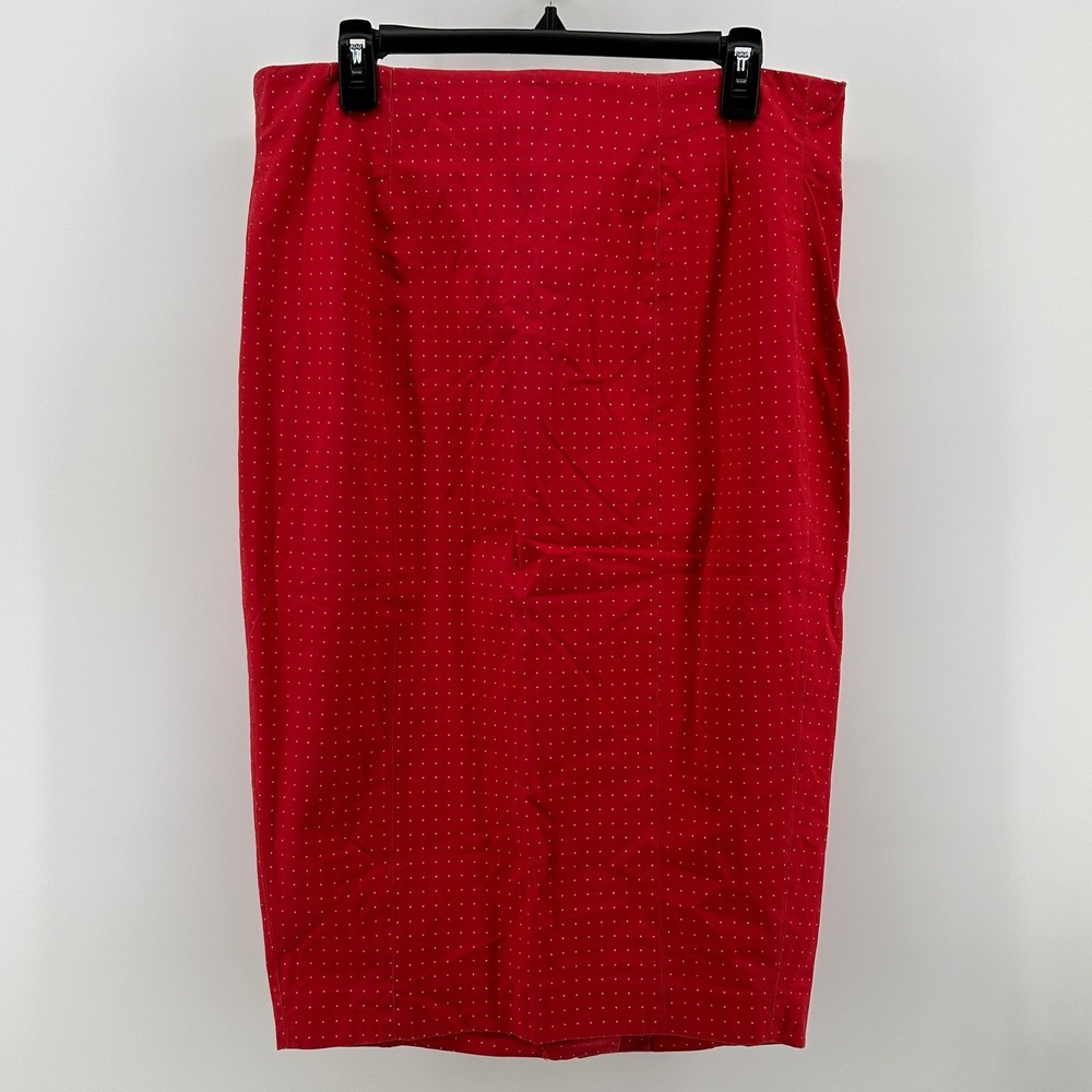 Torrid Red Polka Dot Poplin Pencil Skirt 14 Retro Pinup Back Button Detail NWT